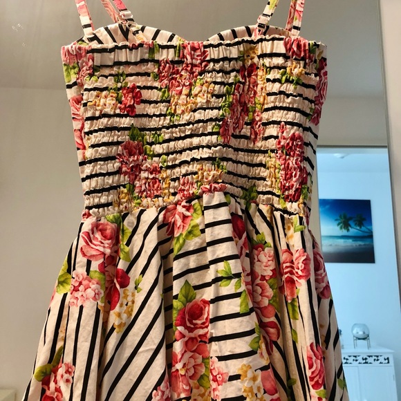 Pinup Spaghetti Strap Bustier Corset Skater Dress - Picture 4 of 5